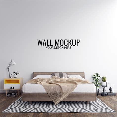 Premium PSD | Interior Bedroom Wall Mockup Background