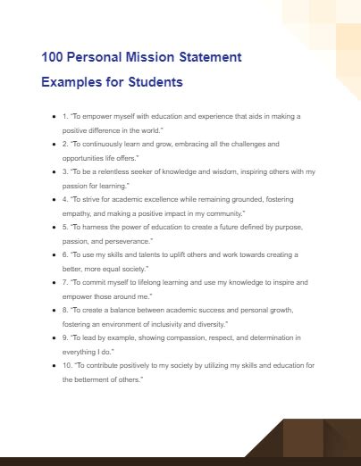 Personal Mission Statement for Students - 99+ Examples, How to Write, PDF