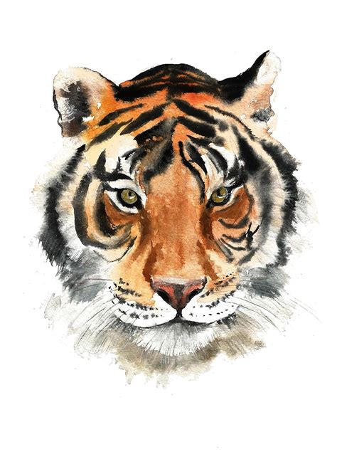 Tiger Art Print Tiger Portrait Tiger Wall Art Tiger Painting Modern ...