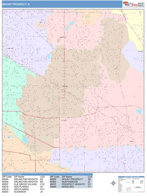 Mount Prospect Illinois Wall Map (Color Cast Style) by MarketMAPS