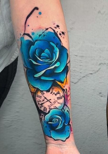 Blue Rose Tattoo Forearm - TATTOOGOTO