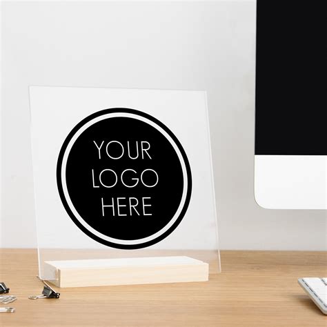 Personalized Business Company Logo Desk Display Printed on Premium Clear Acrylic Glass Block ...