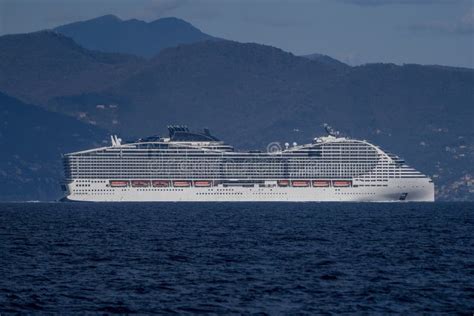 Big Cruise Ship in Ligurian Sea Stock Photo - Image of boat, view ...