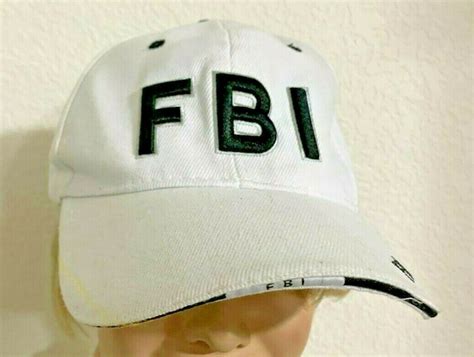 White Black FBI Costume Hat - One Size Adjustable - Gem