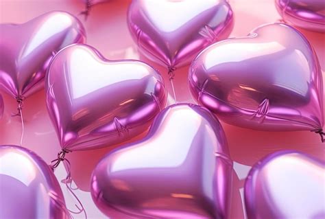 Premium AI Image | pink heart shaped balloons for love day in the style ...