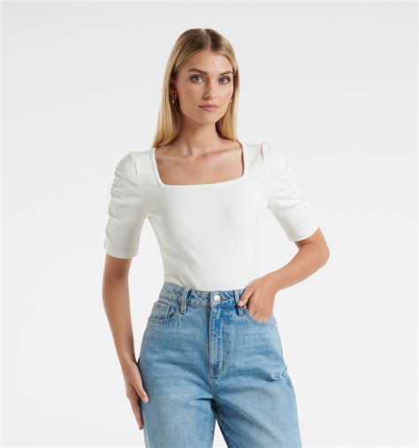 Buy Porcelain Tobi Square Neck Top Online - Forever New