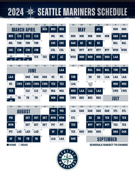 Seattle Mariners Schedule 2024 Printable Free - Glen Philly