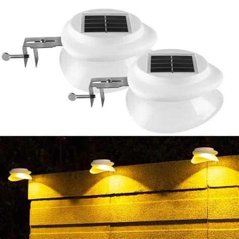 2 Pack Solar Gutter Lights, Bright 9 LED Waterproof Wireless Security ...