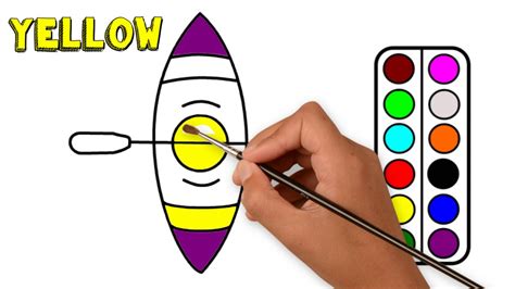 🛶How to Draw a kayak step by step for kids🚤paint canoeing boat paddle ...