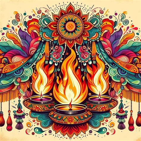 Premium Photo | A colorful illustration of a flame with a flame in the ...