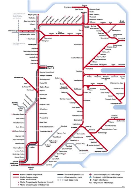 East Anglia - Abellio, NatEx, One & Gt Eastern train / rail maps