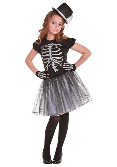 Halloween Costume Girl - Skeleton Dress, Gloves and Top Hat | Cute girl halloween costumes, Cute ...