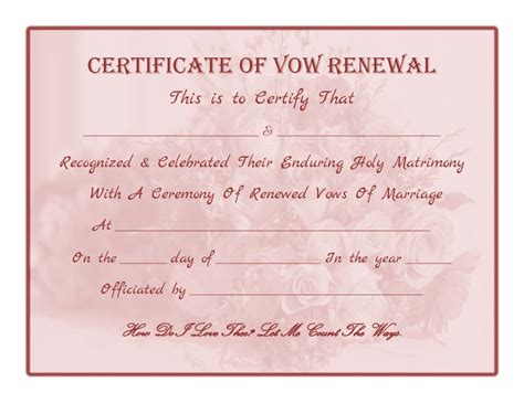 Printable Vow Renewal Certificates - Printable Word Searches