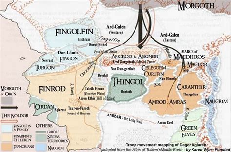 Map of elven kingdoms in the First Age | Middle earth map, Silmarillion map, Tolkien hobbit