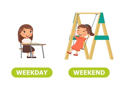 Premium Vector | Illustration of opposites weekday and weekend.