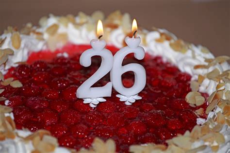 Birthday Cake And Candles Number Twenty Six Stock Photo - Download ...