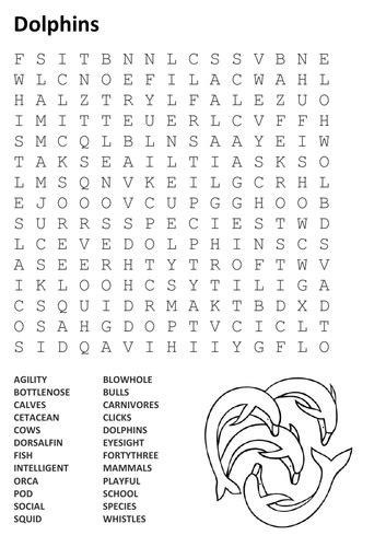 Dolphin Word Search Printable