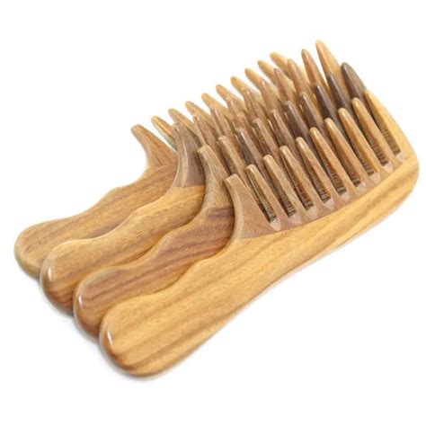 1pcs Vintage Boutique Large Green Sandalwood Wide Tooth Comb Coarse Tooth Massage Combs Hair ...