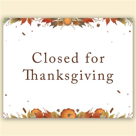 Free Printable Closed & Open for Thanksgiving Signs