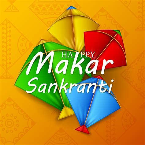 Makar sankranti greeting card with colorful kites 12257777 Vector Art ...