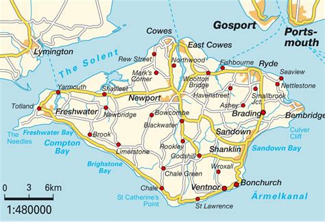 Island map of greater the Isle of Wight, England, UK. Maps and directions at hot-map.