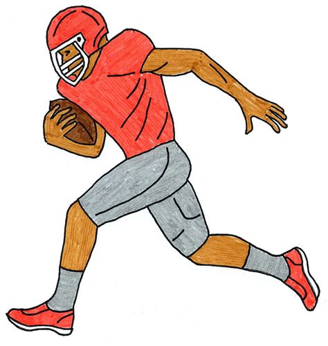 How to Draw a Football Player Tutorial & Football Player Coloring Page