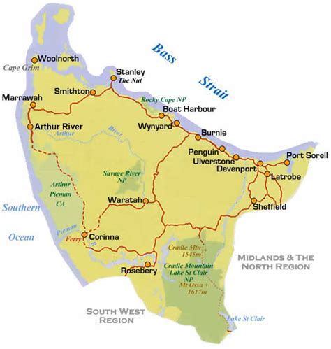 North West Tasmania: Regional Map