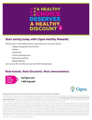 Fillable Online Start saving today with Cigna Healthy Rewards Fax Email ...