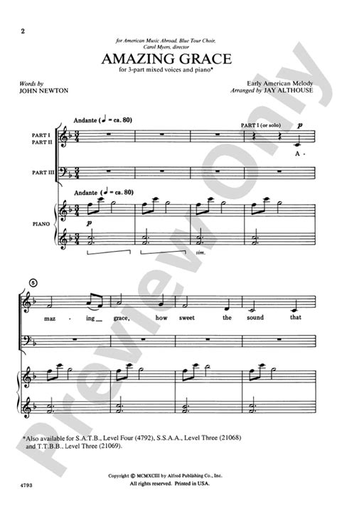 Amazing Grace: 3-Part Mixed Choral Octavo - Digital Sheet Music Download