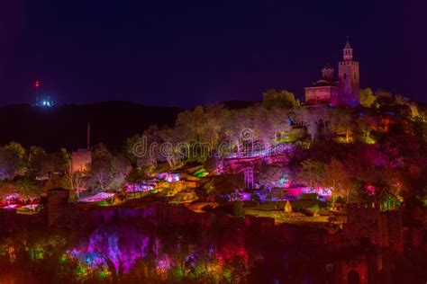 Night View of Illuminated Tsarevets Fortress in Veliko Tarnovo, Stock Image - Image of bulgaria ...