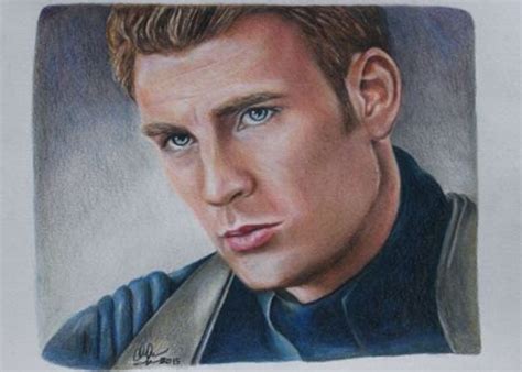 Captain America / Chris Evans print of colored pencil drawing | Etsy