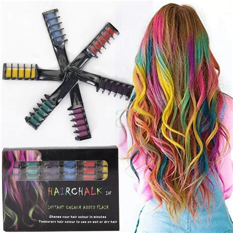 FLORATA 6 Colors Hair Chalk Set Temporary Hair Color Safe Washable Hair ...