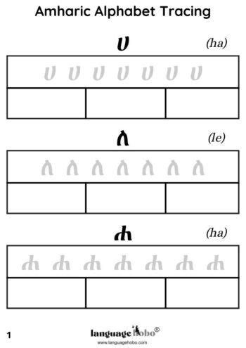 FREE Amharic alphabet PDF worksheet download – Language Hobo