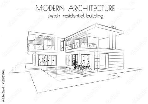 the modern architecture. sketch of houses on a white background Stock ...