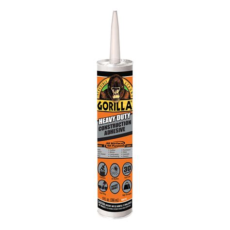 Gorilla Heavy Duty Construction Adhesive, 9 Ounce Cartridge, White ...