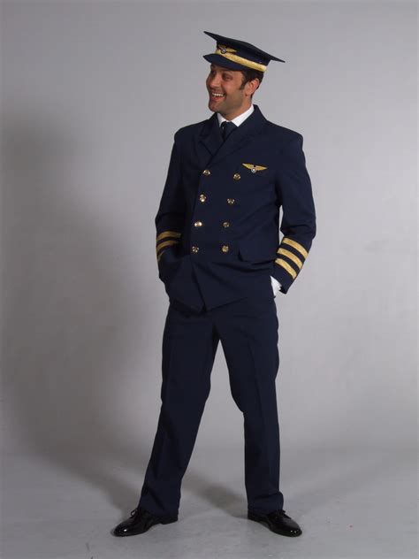 Mens Airline Pilot Costume XL Uniform Flight Captain Fancy Dress