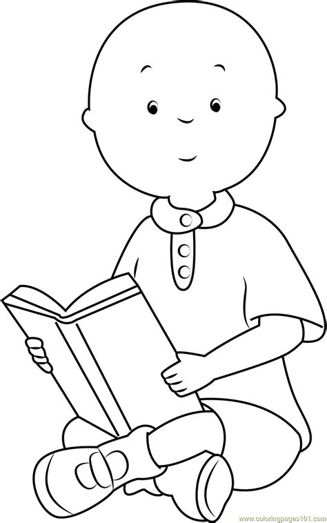 Caillou Reading a Book Coloring Page - Free Caillou Coloring Pages ...