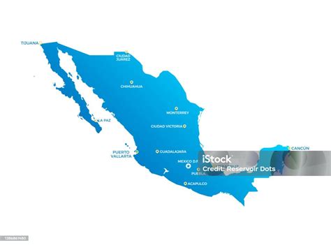 Mexico Cities Map Stock Illustration - Download Image Now - Blue ...