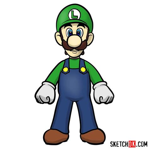 How to draw Luigi | Super Mario - Sketchok easy drawing guides