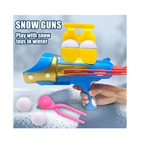 LINGDANG Snowball Launcher Gun - Blue Snowball Fight Blaster with Handle Round Snowball Maker ...