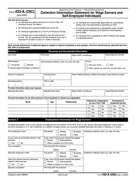 2020 Form IRS 433-A (OIC) Fill Online, Printable, Fillable, Blank ...