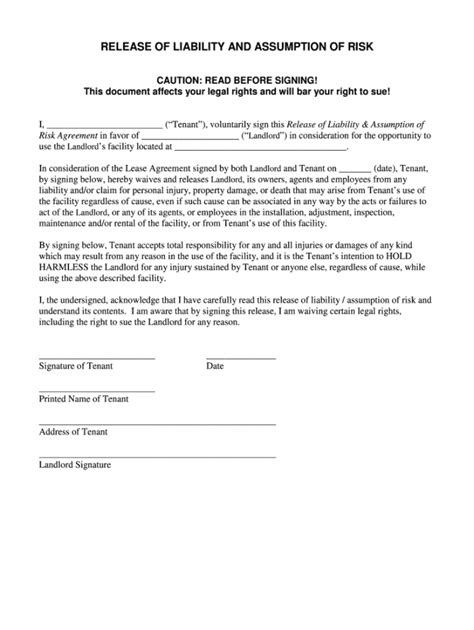 Free Release Of Liability Form Fill Out And Sign Printable Pdf Template Signnow Injury Liability ...