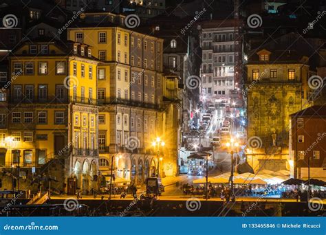 Ribeira District at Night in the City of Porto Editorial Photo - Image of destination, avenue ...