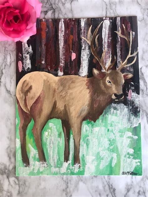 Elk Abstract Original Acrylic Painting | Etsy