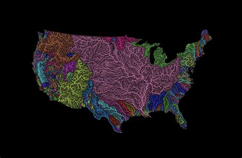 A map which depicts each drainage basin in the contiguous US : MapPorn