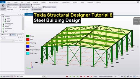 Tekla Structural Designer Tutorial 8 - Steel Building Design - YouTube