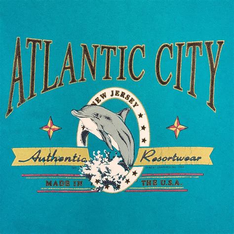 Vintage Atlantic City 90s Dolphin T-Shirt Turquoise Destination Men's | Shop THRILLING | Symbol ...