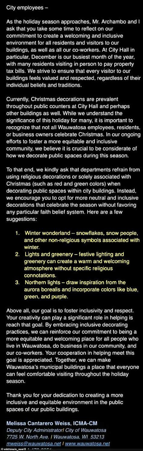 Snowflakes! Woke Wisconsin council sparks outrage after instructing staff to avoid red and green ...