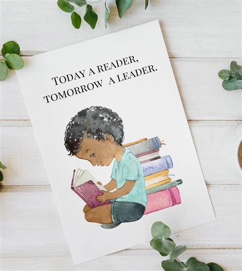 Today a reader tomorrow a leader poster book nook wall art | Etsy