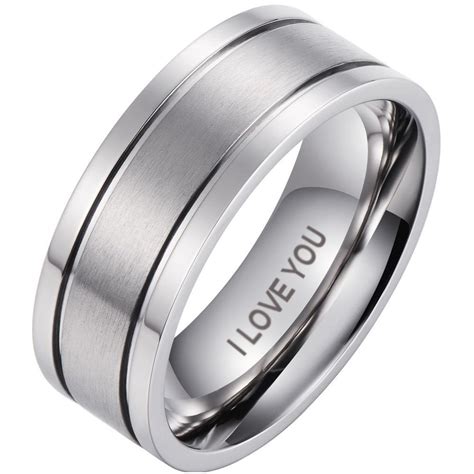 I Love You Men’s Titanium 8mm Ring